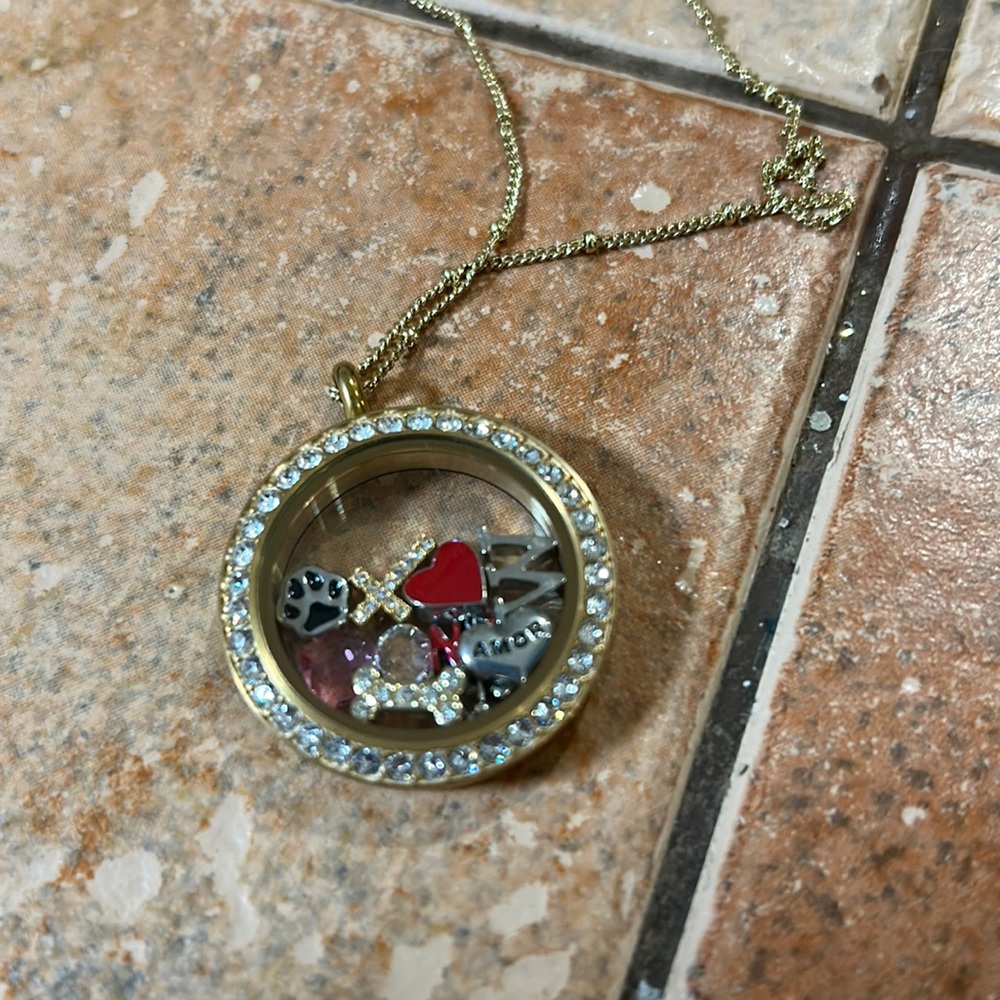 Origami Owl necklace with charms included